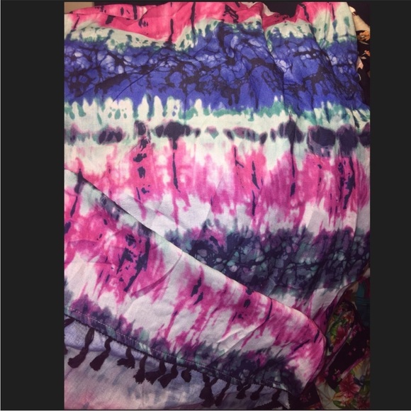 New Asos Alice & You blue pink Tie Dye Fringe Kimono asos top Cardigan Coverup - Picture 5 of 6